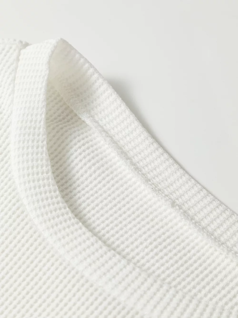 Rounded Neck Waffle Long Sleeve Top, image 8