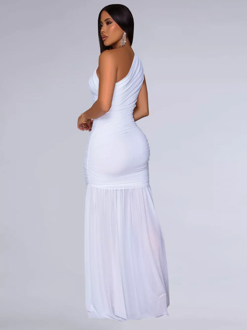 One-Shoulder Ruched Bodycon Maxi Dress, image 17