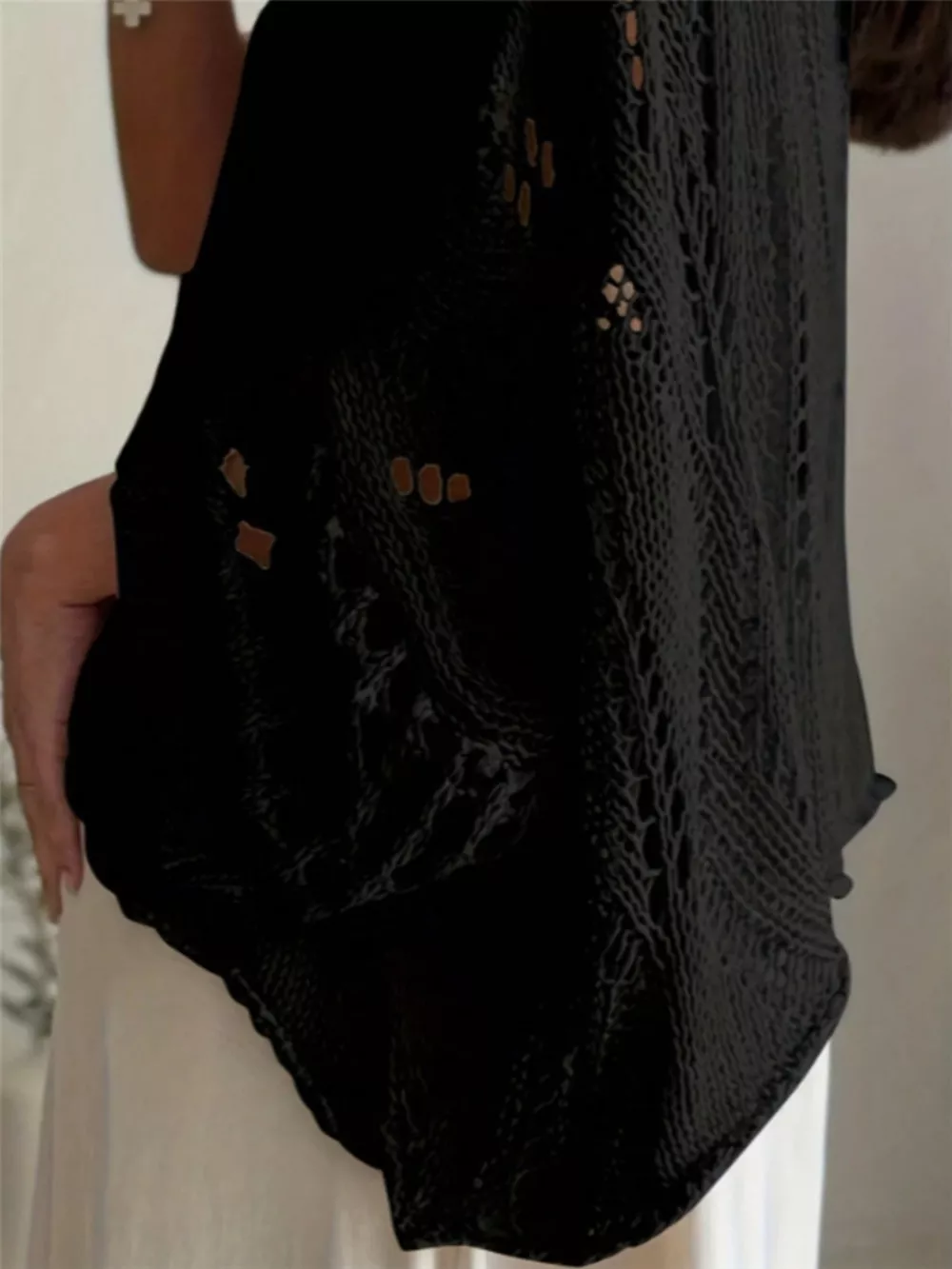 Boat Neck Crochet Knit Cover Up, image 6