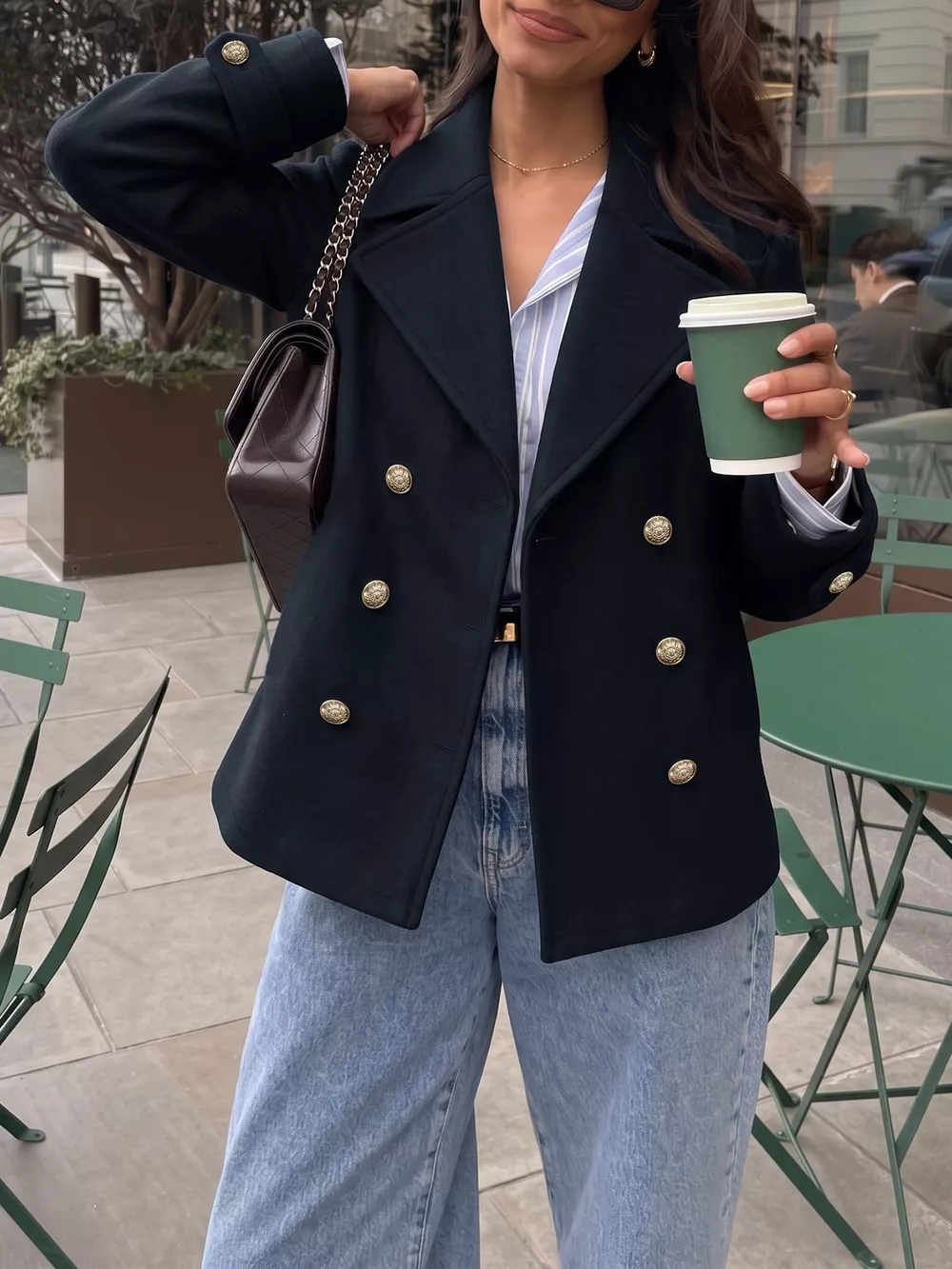 Double-Breasted Gold Button Blazer, image 3