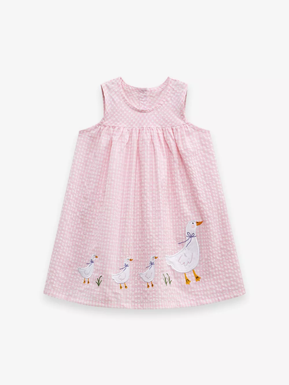 Children's Gingham Goose Embroidered Sleeveless Dress, image 4