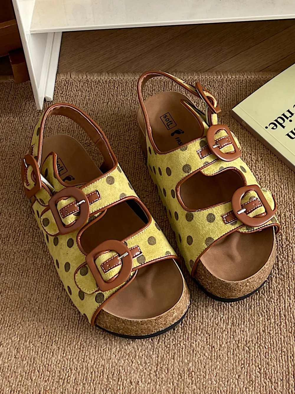 Polka Dot Double Buckle Platform Sandals, image 4