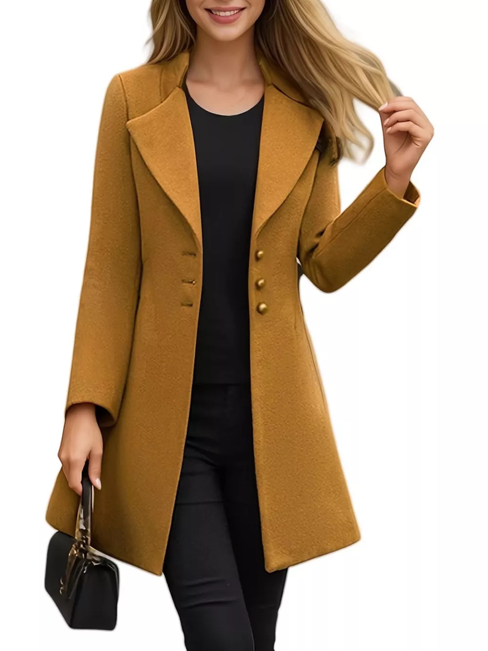 Full Size Single-Breasted Long Sleeve Overcoat Plus Size, image 2