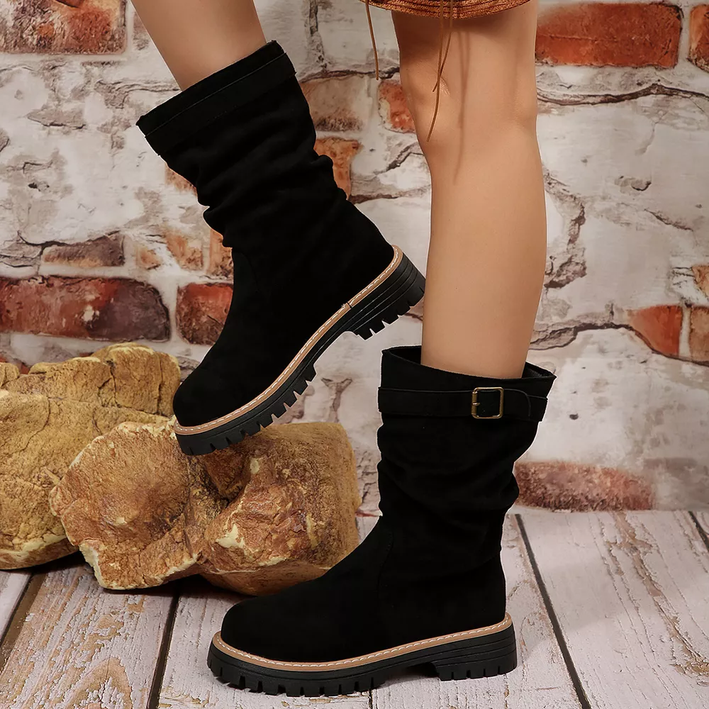 Buckle Accent Slouch Boots, image 4