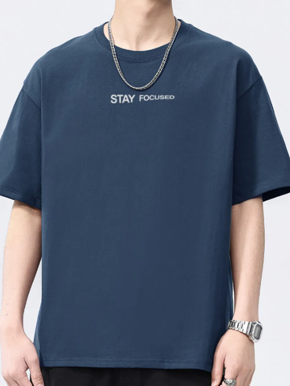 Men's Full Size Letter Round Neck Short Sleeve T-Shirt Plus Size, image 4