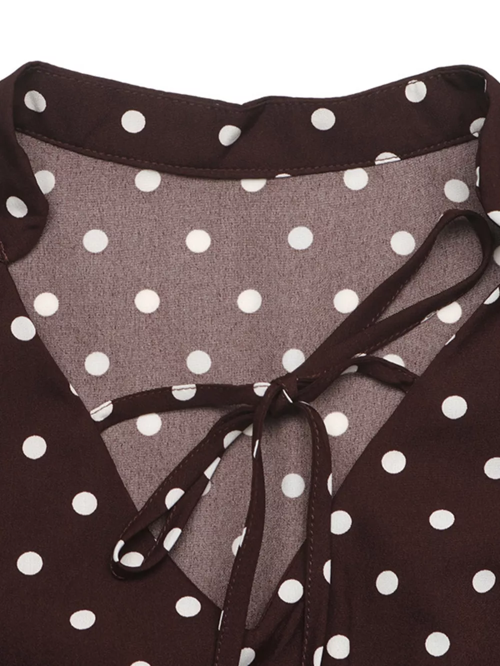 Polka Dot Flare Sleeve Tie Neck Dress, image 9