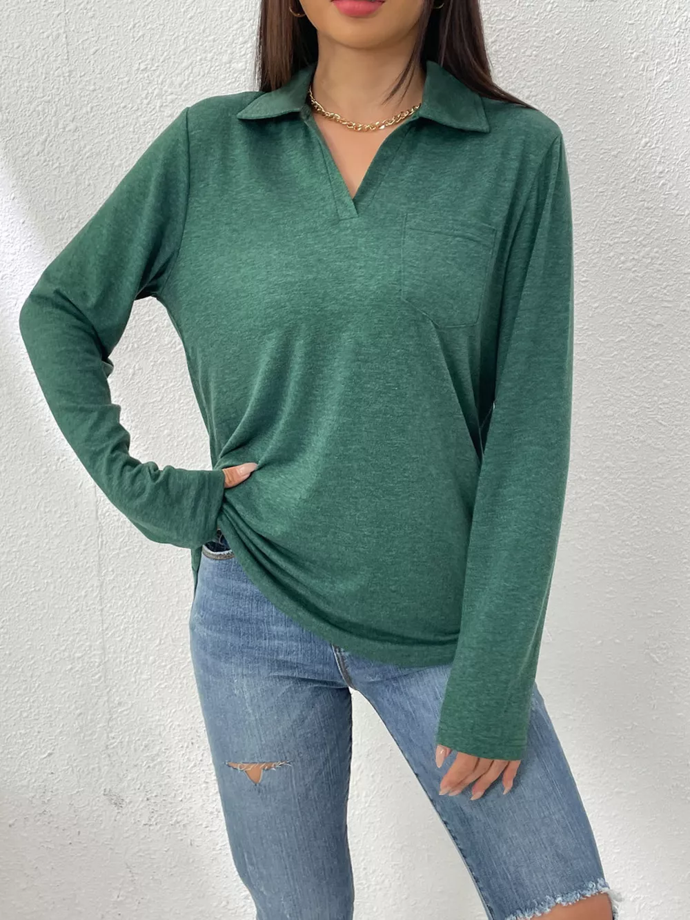 Casual Long Sleeve Polo T-Shirt, image 9