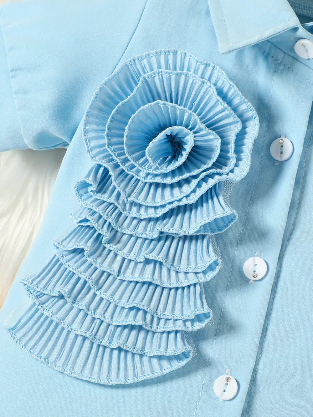 Children's Flower Decor Shirt & Pleated Skirt Set, image 11