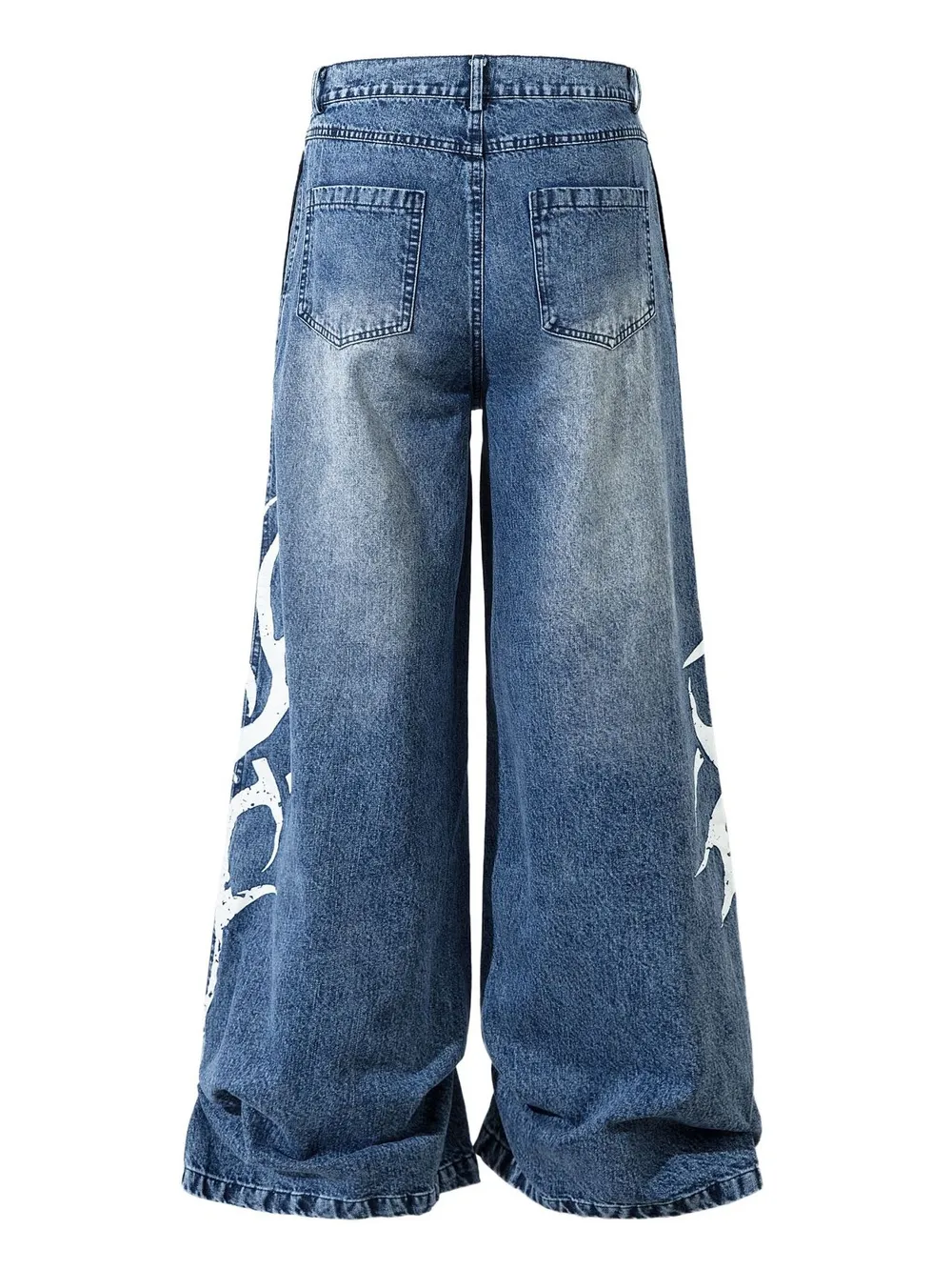 Men's Washed Wide Leg Graphic Jeans, image 2