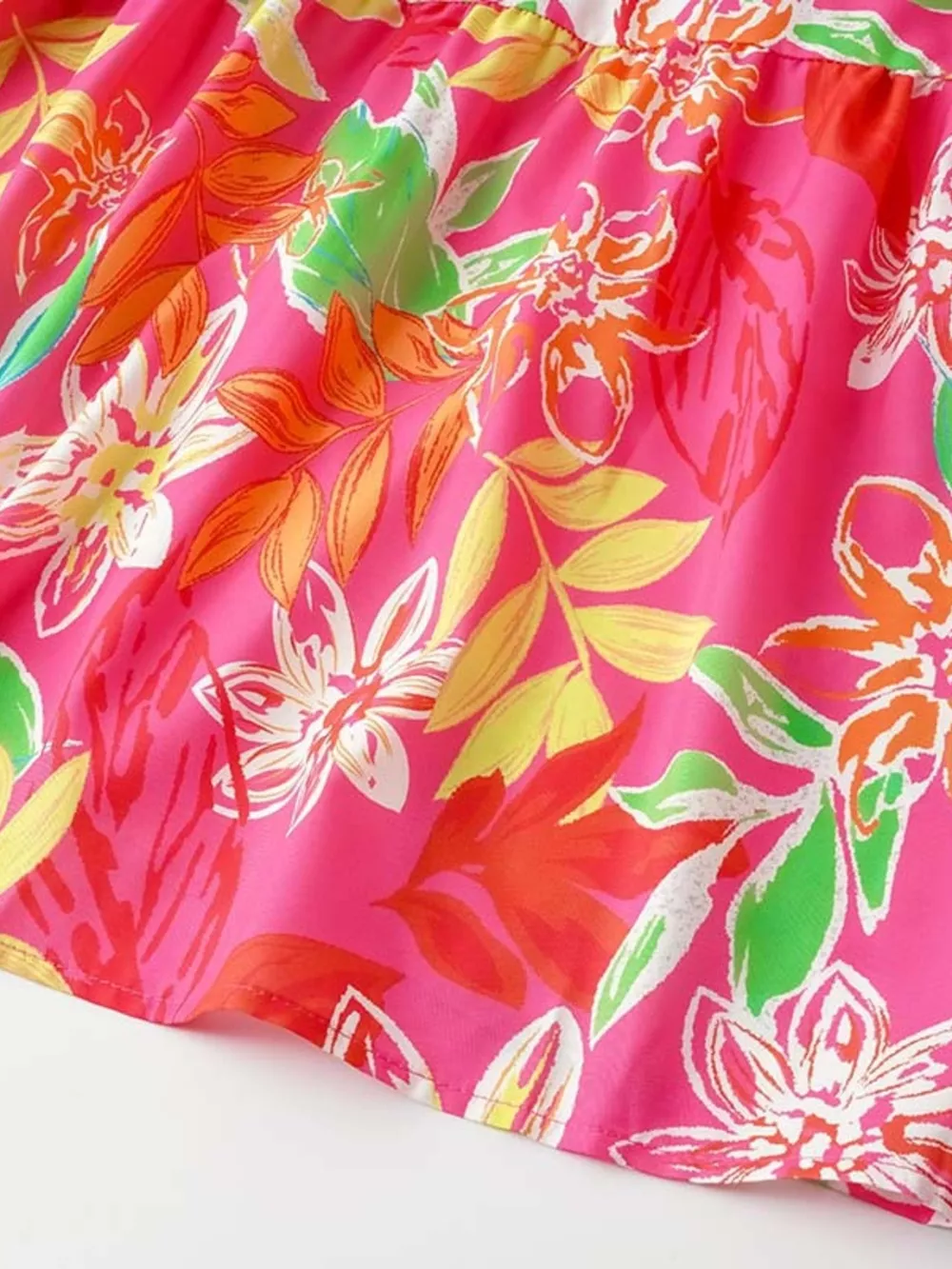Tropical Print Smocked Tie-Strap Dress, image 20
