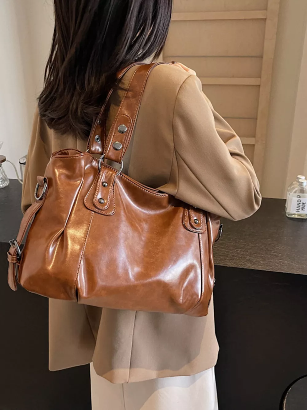 Vintage Style Leather Handbag, image 6