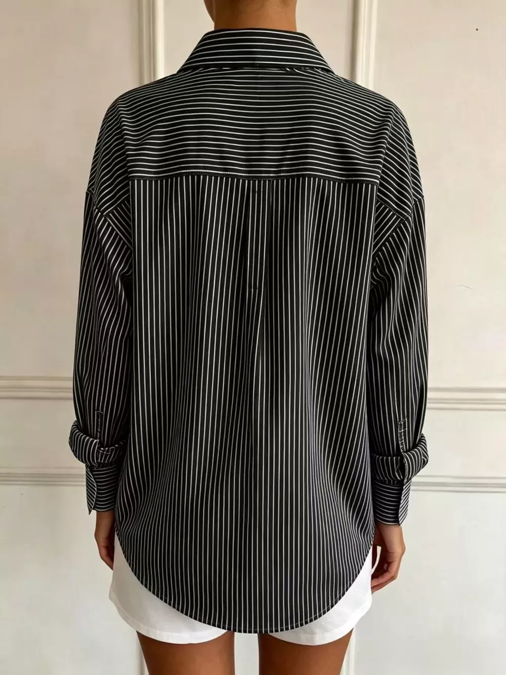 Full Size Striped Button-Down Long Sleeve Shirt Plus Size, image 12
