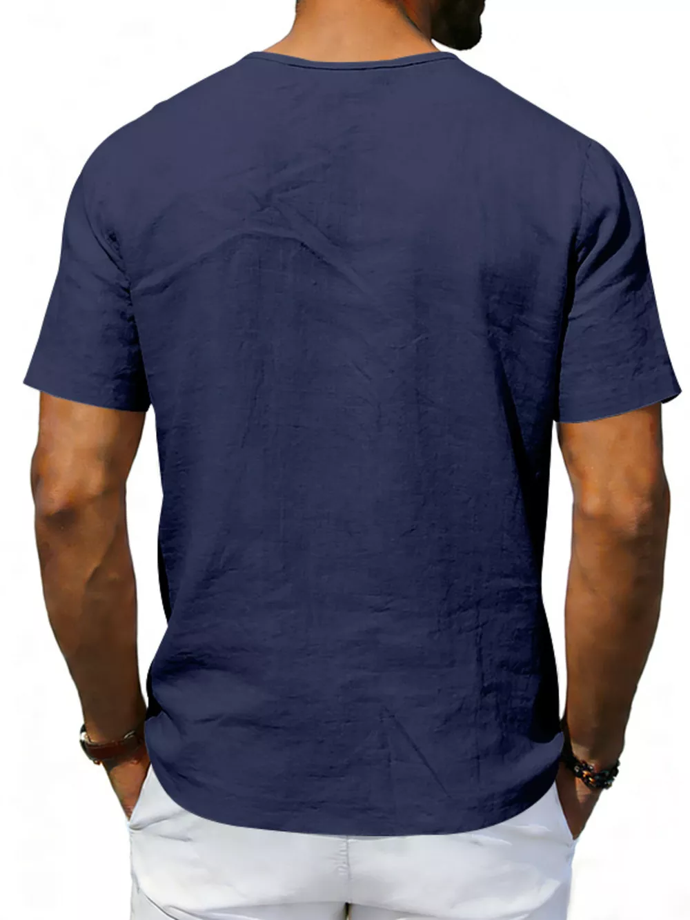 Men's Full Size Casual V-Neck Linen T-Shirt Plus Size, image 17