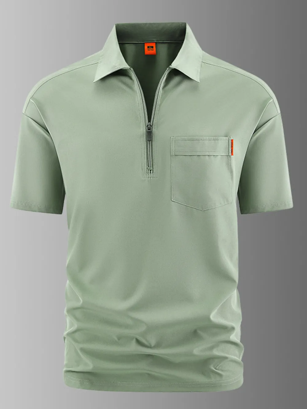 Men's Plus Size Casual Zipper Polo with Pocket, image 2