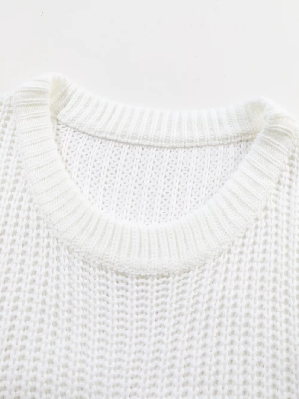 Ribbed Knit Round Neck Slouchy Chunky Sweater, image 8