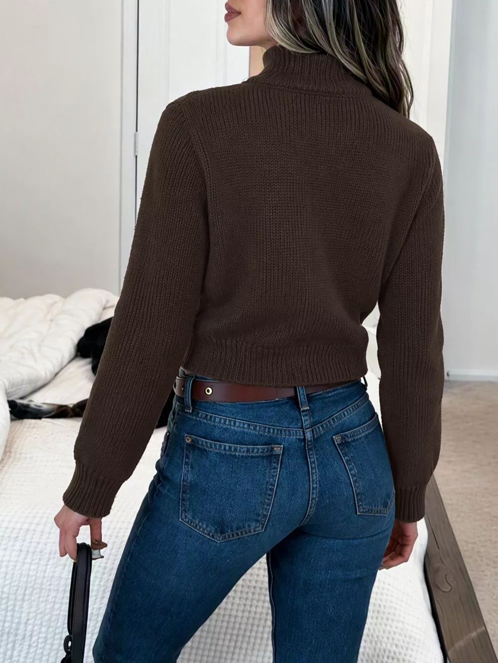 Horse Zip Up Mock Neck Cardigan, image 6