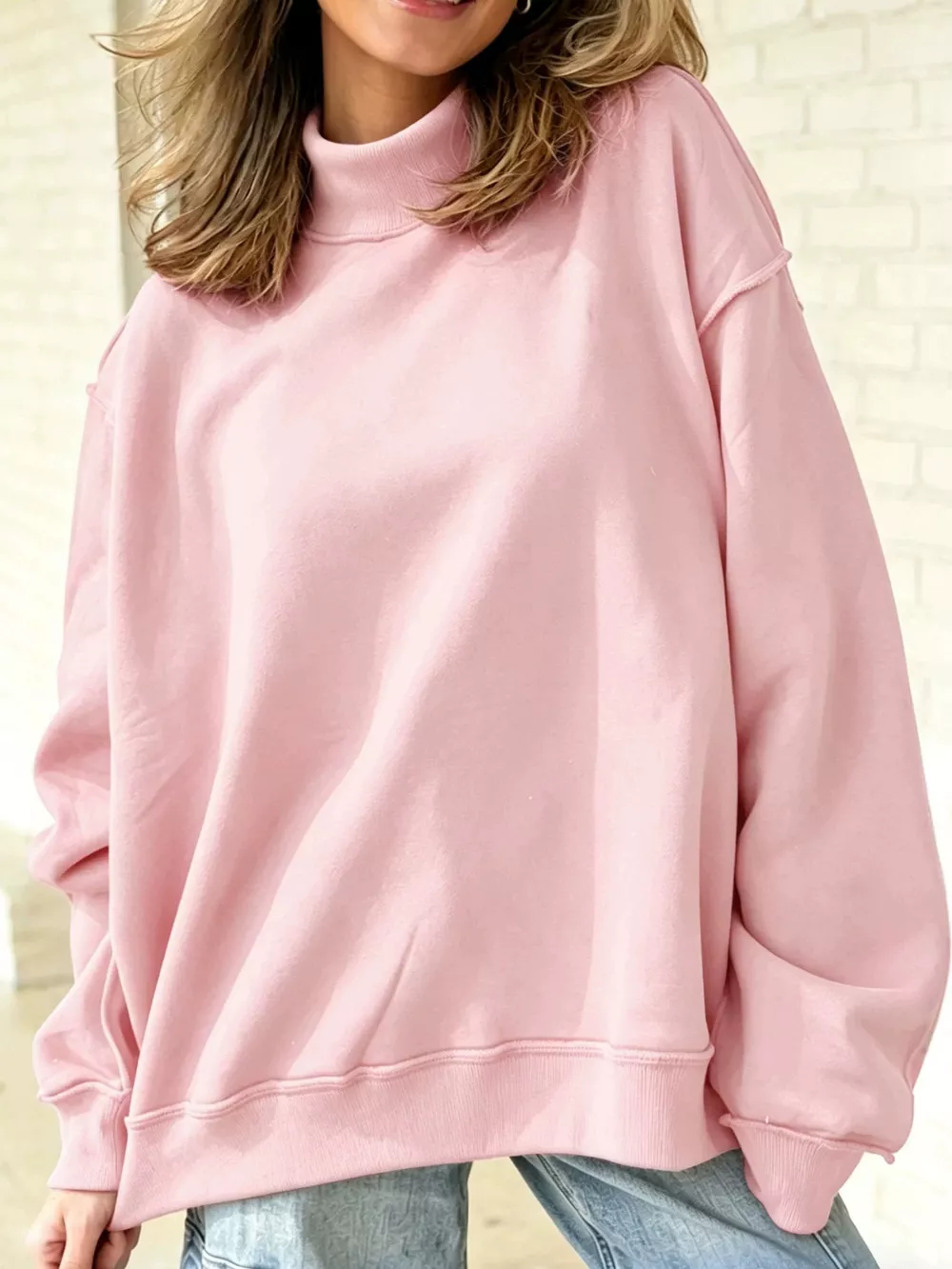 Mock Neck Dropped Shoulder Sweatshirt, image 10