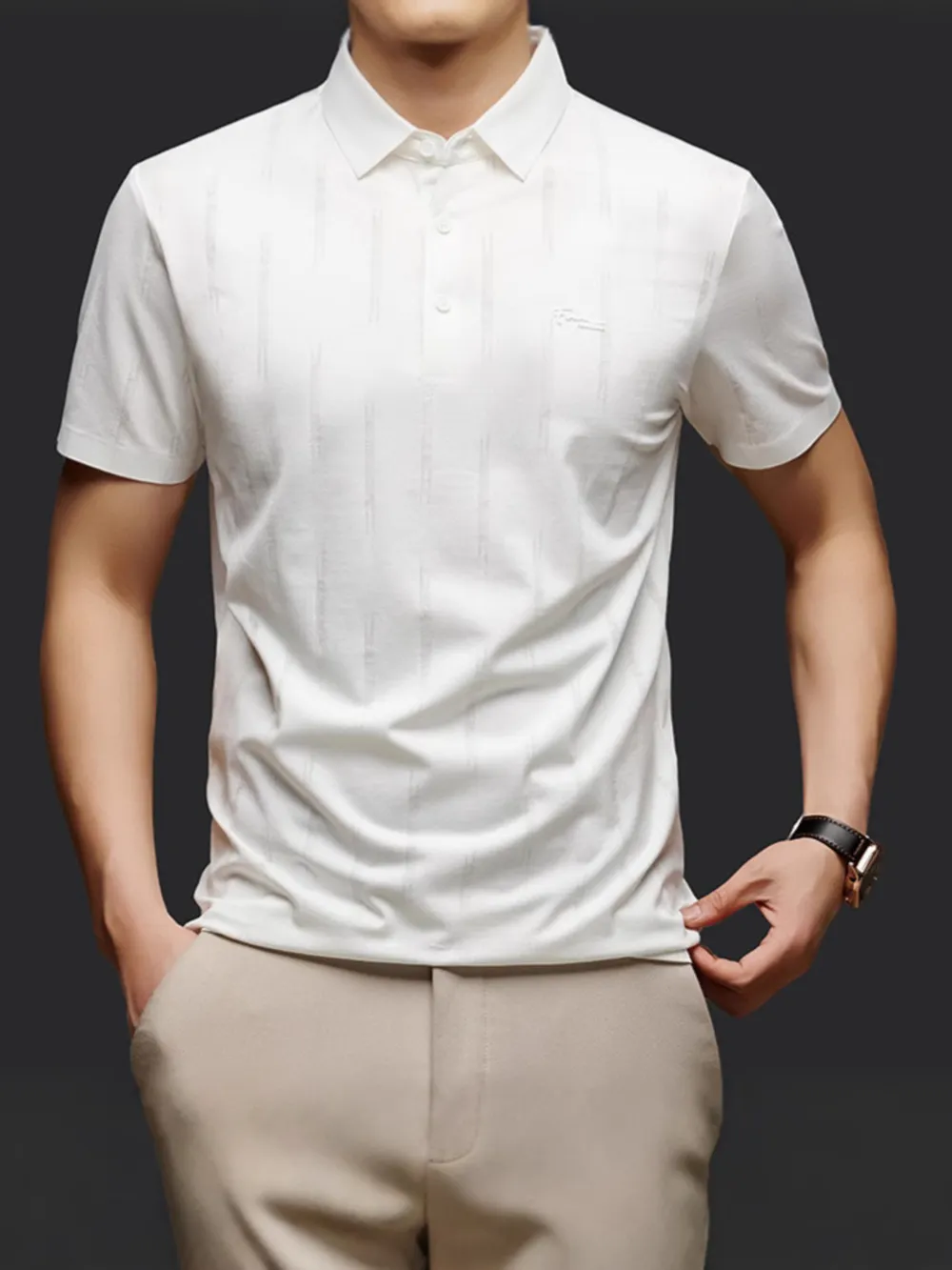 Men's Plus Size Button Detail Short Sleeve Polo, image 8