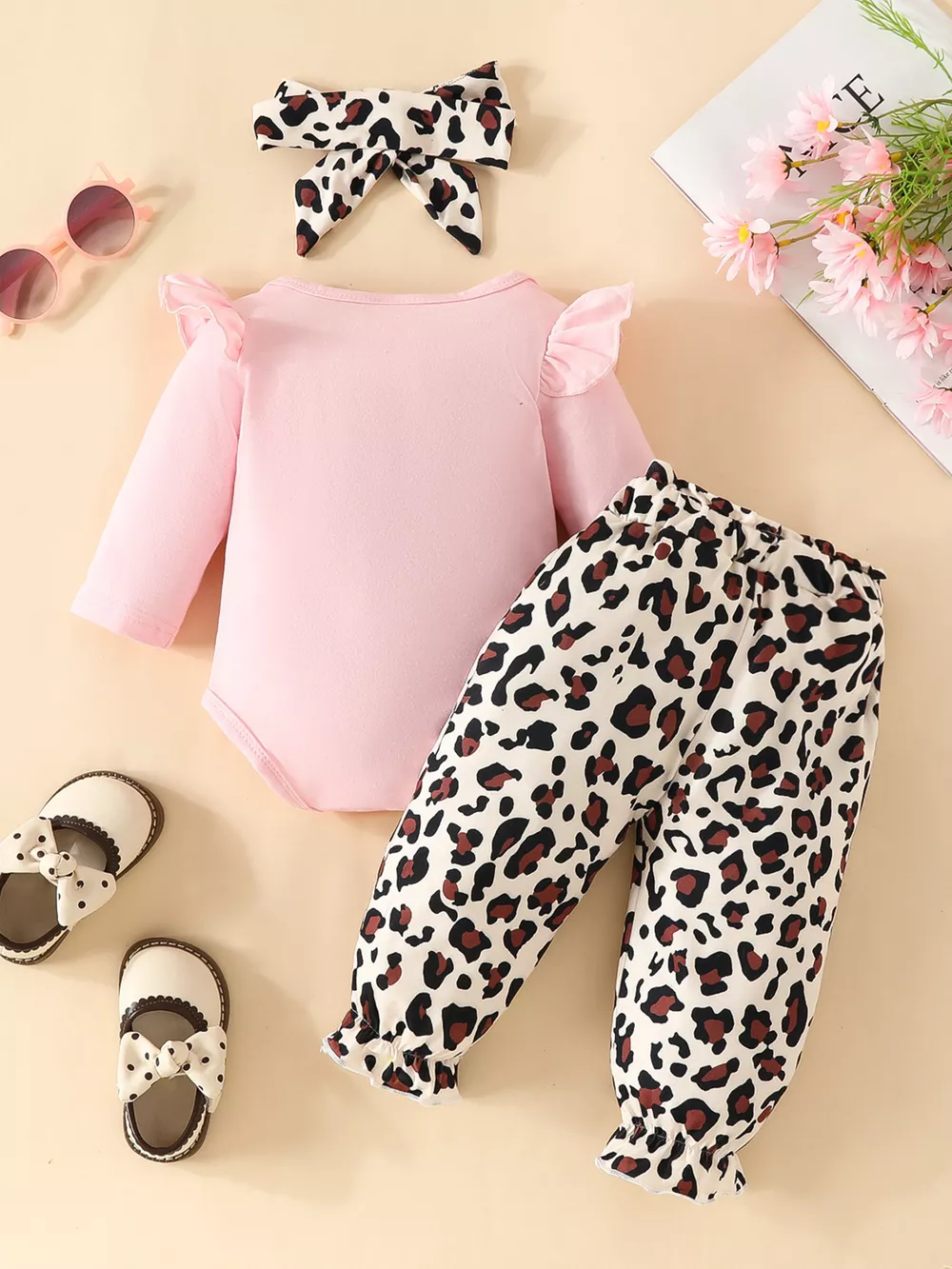 Children's Bunny Long Sleeve Bodysuit and Pants Set with Headscarf, image 10