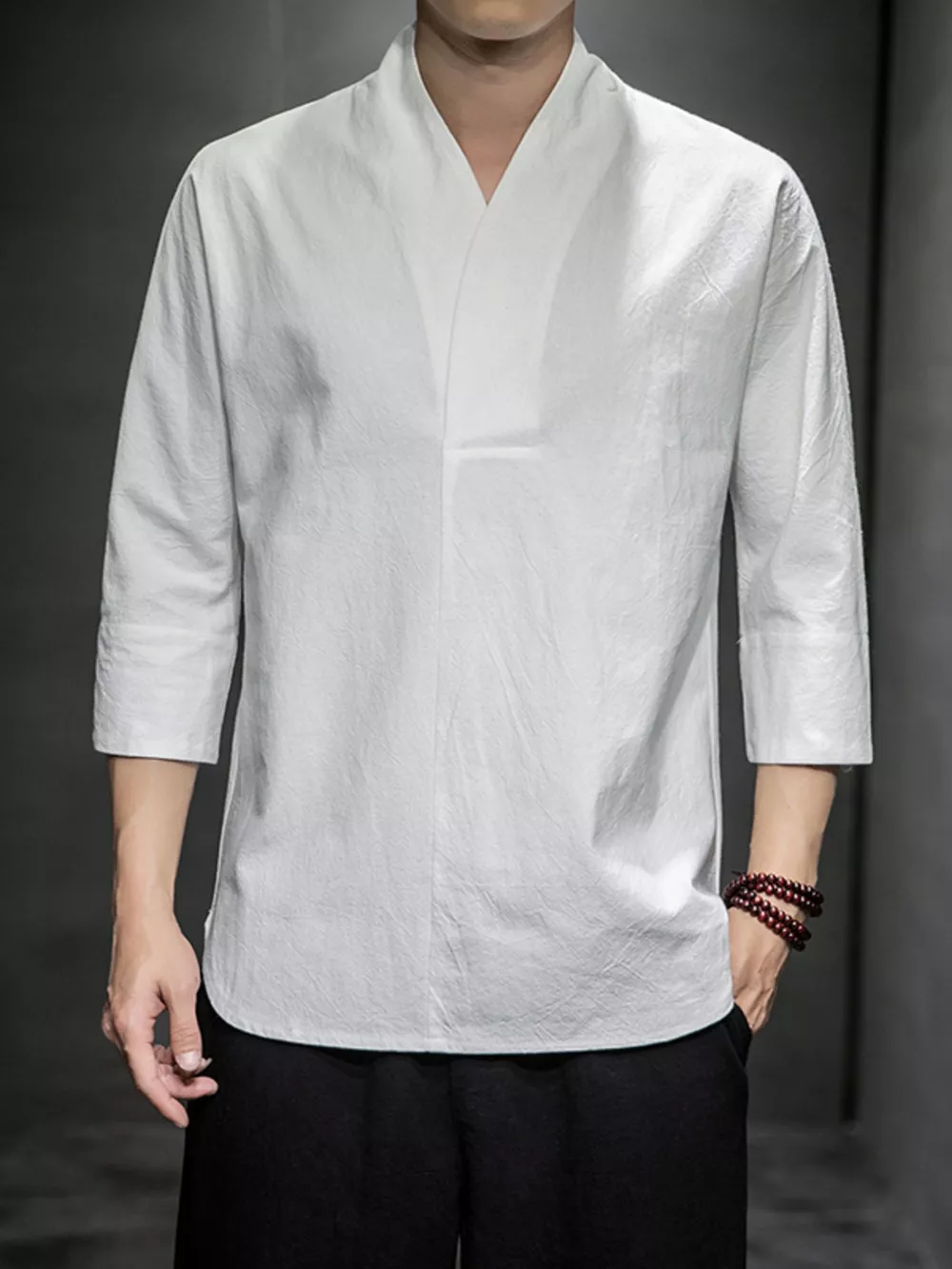 Men's Plus Size Loose Fit 3/4 Sleeve Shirt, image 7