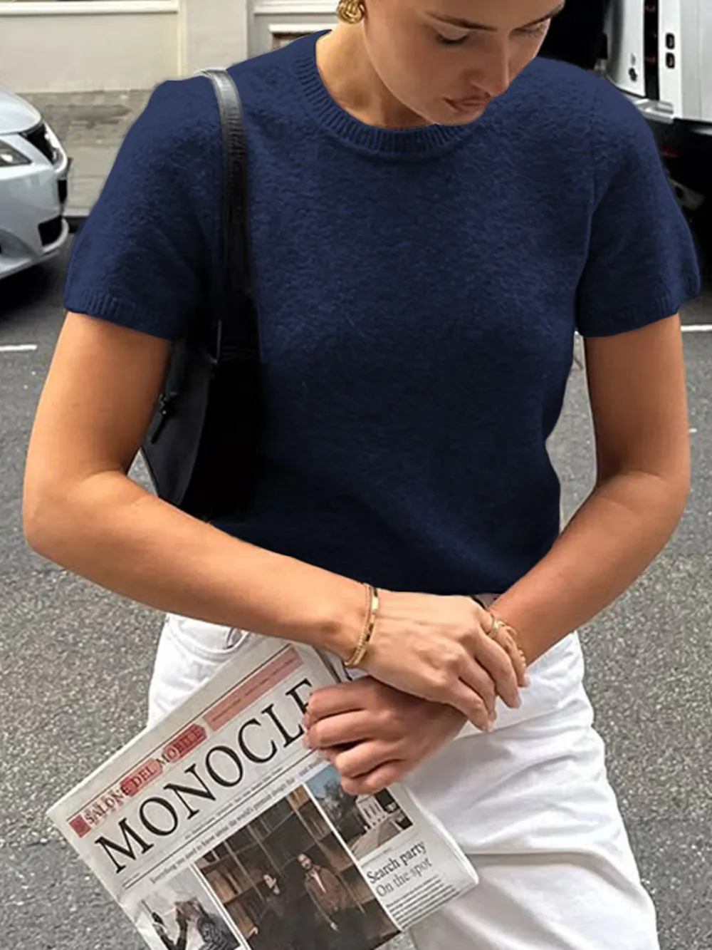 Round Neck Short Sleeve Sweater, image 3