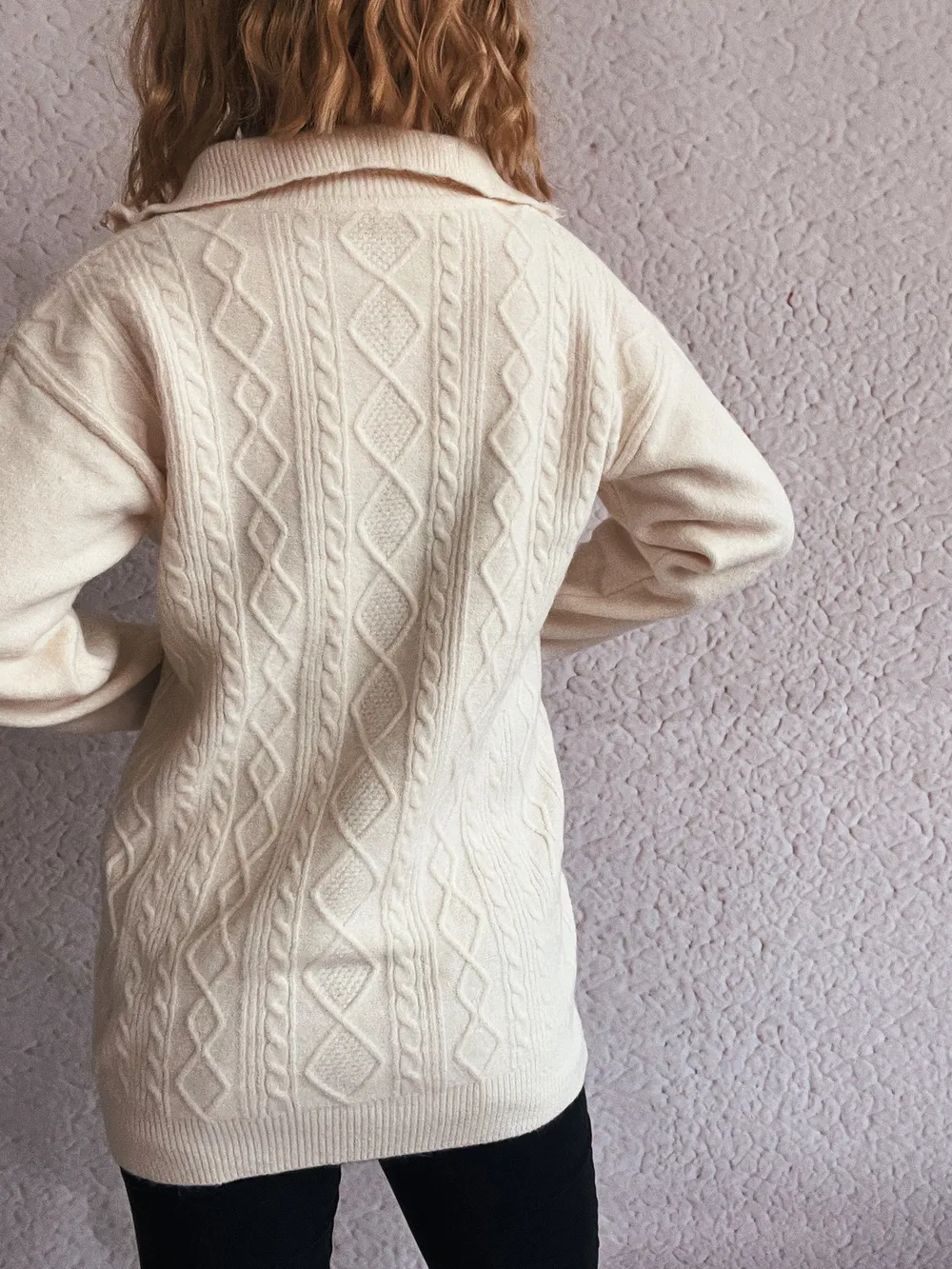 Texture Zip Collar Long Sleeve Sweater, image 21