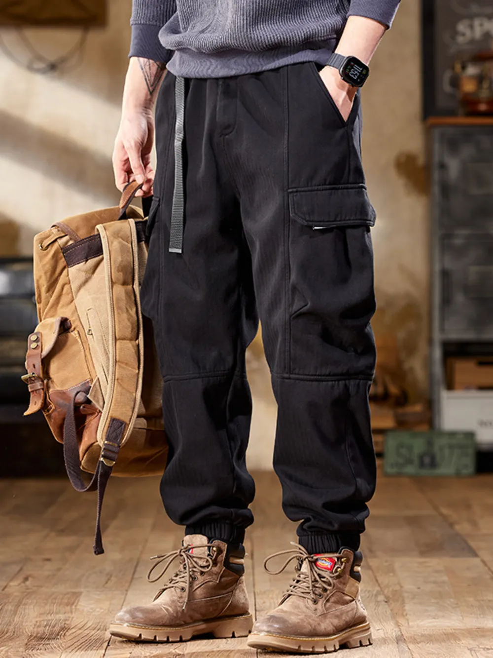 Men's Plus Size Casual Cargo Pants, image 6