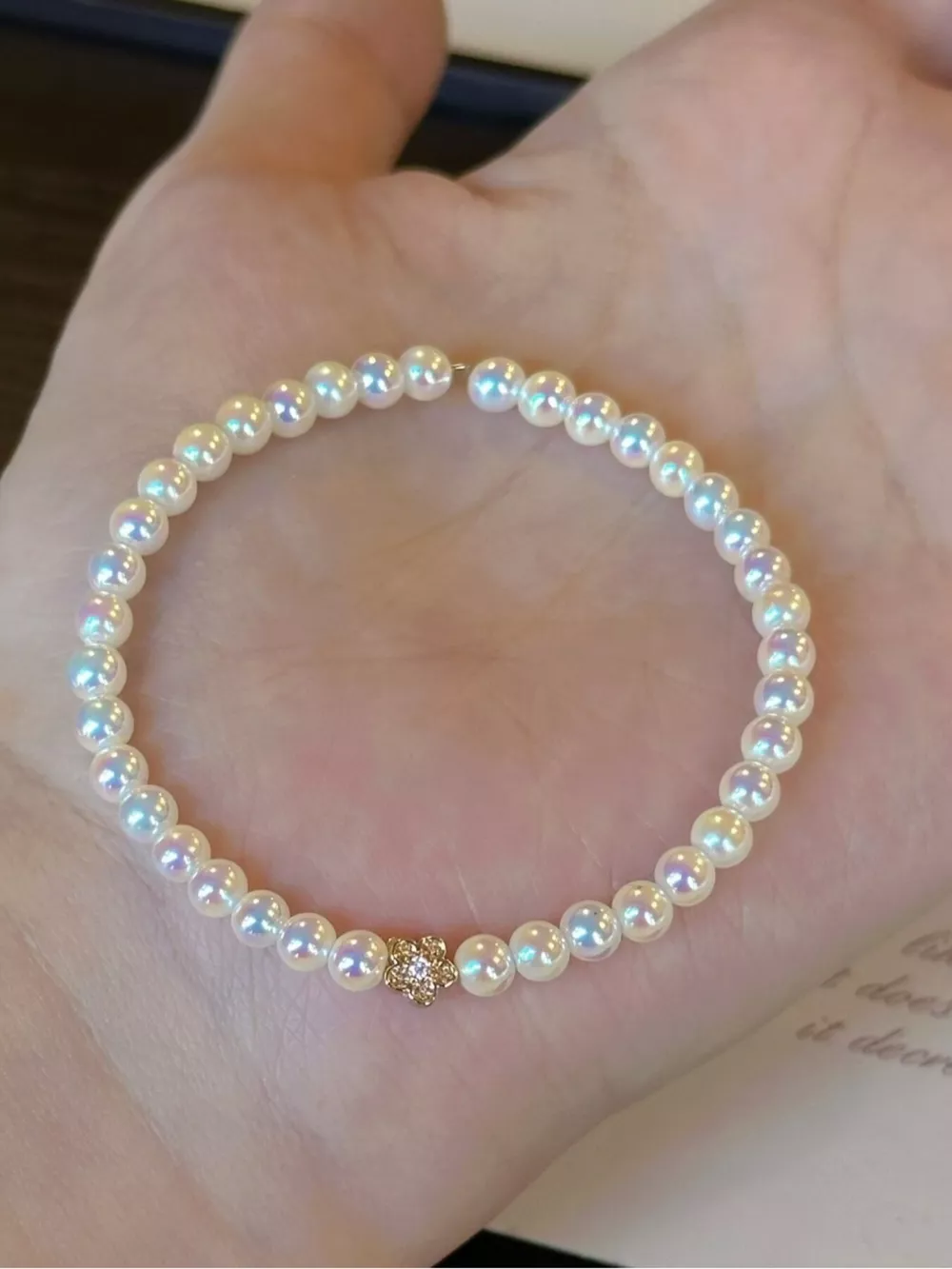 Pearl Bracelet with Floral Accent, image 5