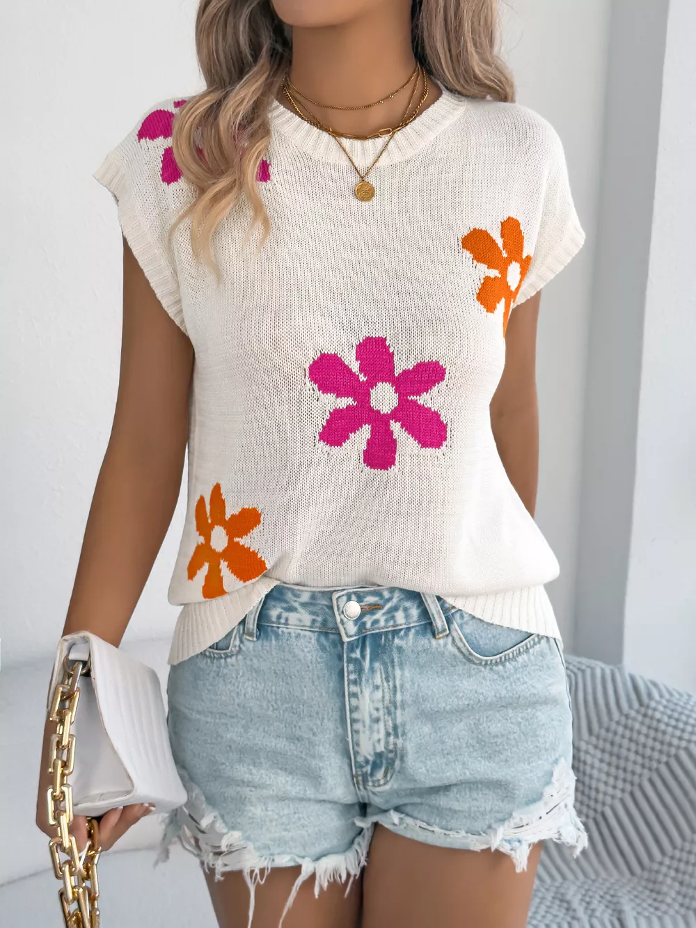 Flower Round Neck Sweater, image 7