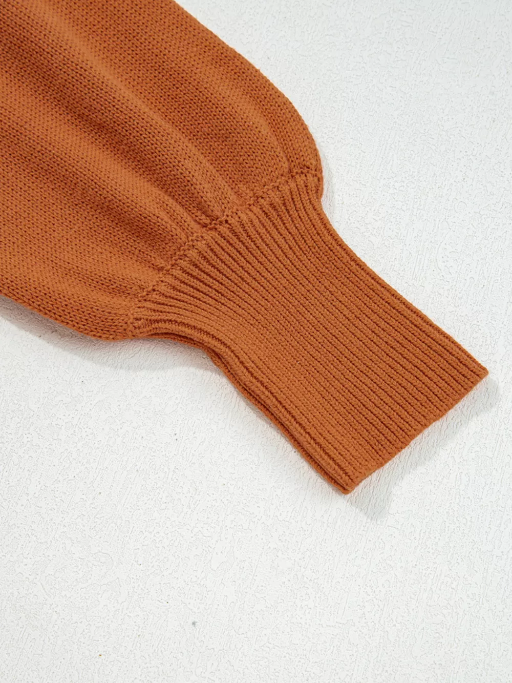 Solid Color Ribbed Trim Drop Shoulder Sweater, image 4
