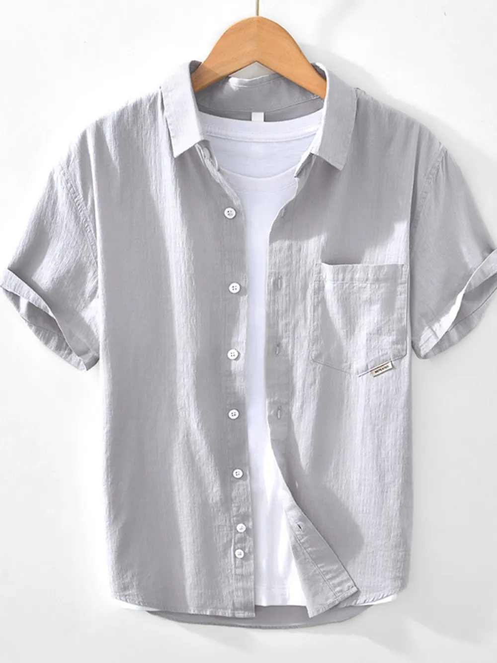 Men's Button Up Short Sleeve Shirt, image 2