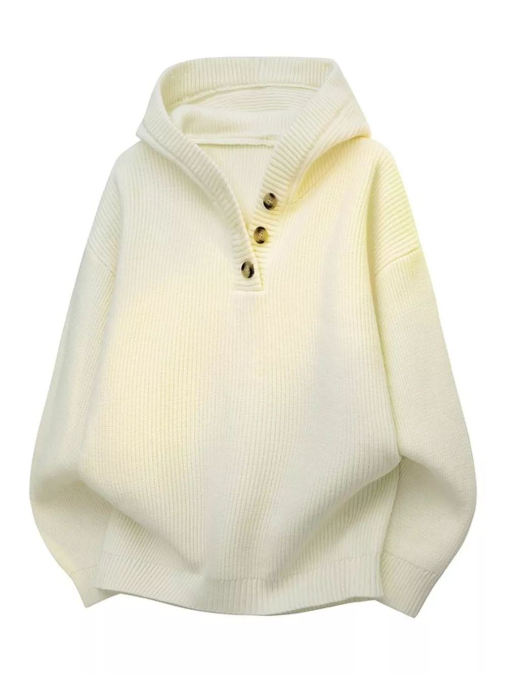 Men's Plus Size Button Detail Hooded Sweater