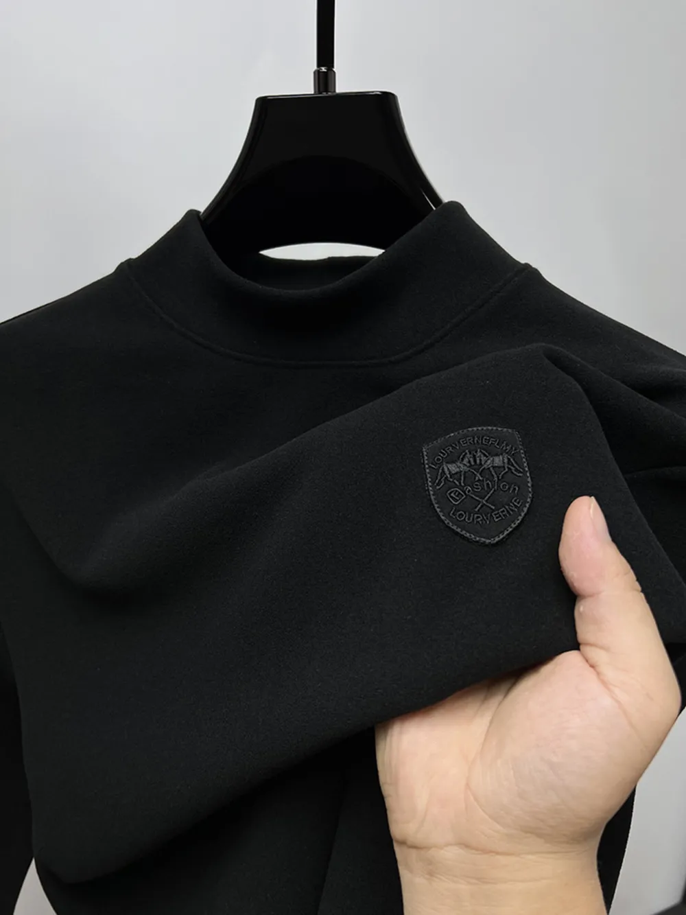 Men's Plus Size Mock Neck Long Sleeve T-Shirt, image 5