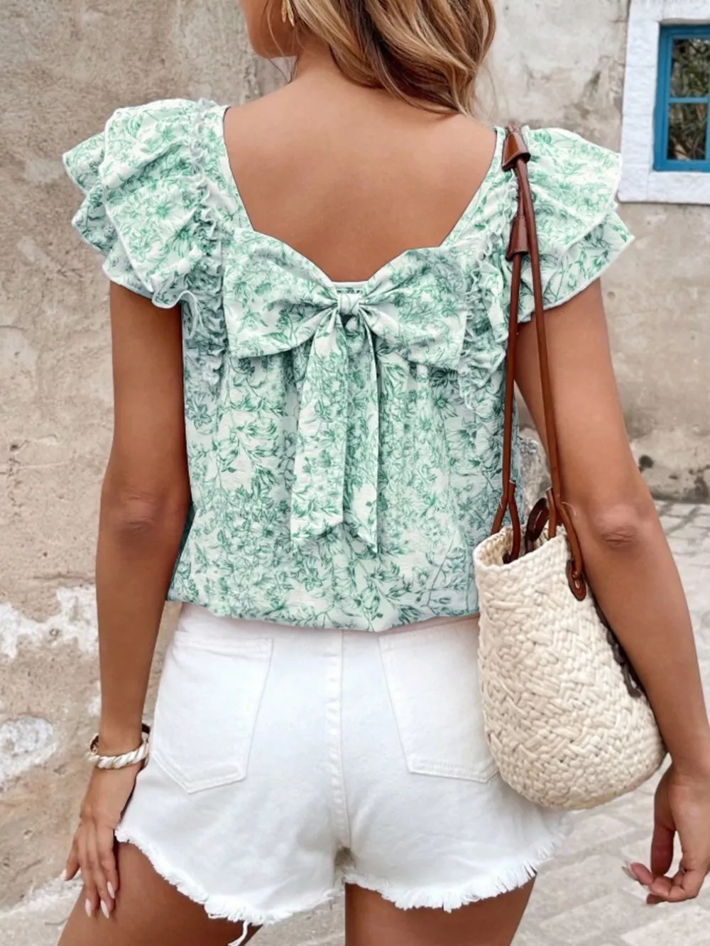 Floral Print Ruffle Trim Blouse, image 14