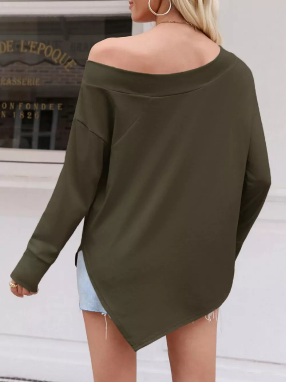Elegant Off-Shoulder Long Sleeve Casual T-Shirt, image 7