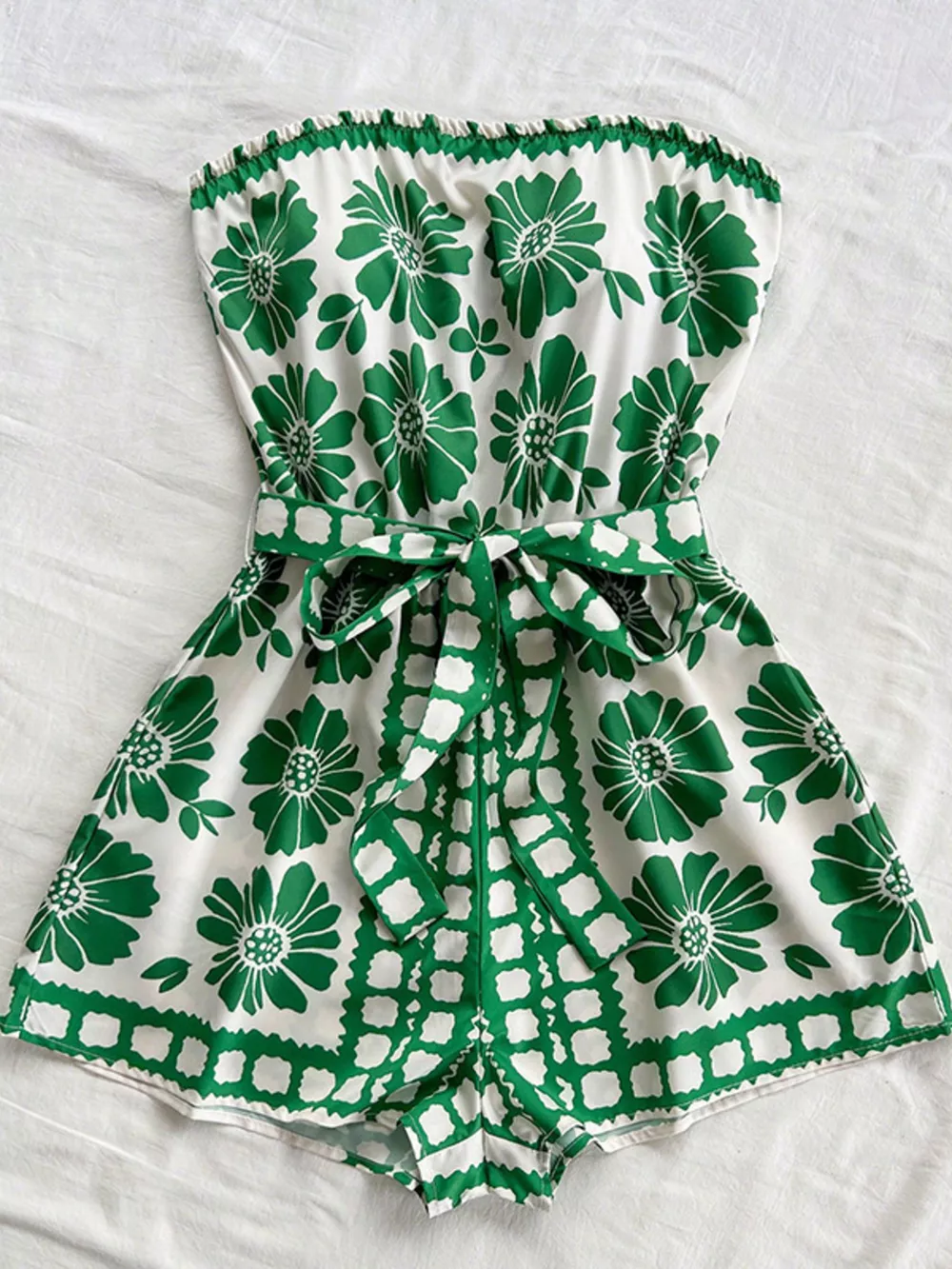 Strapless Tie Waist Romper, image 7