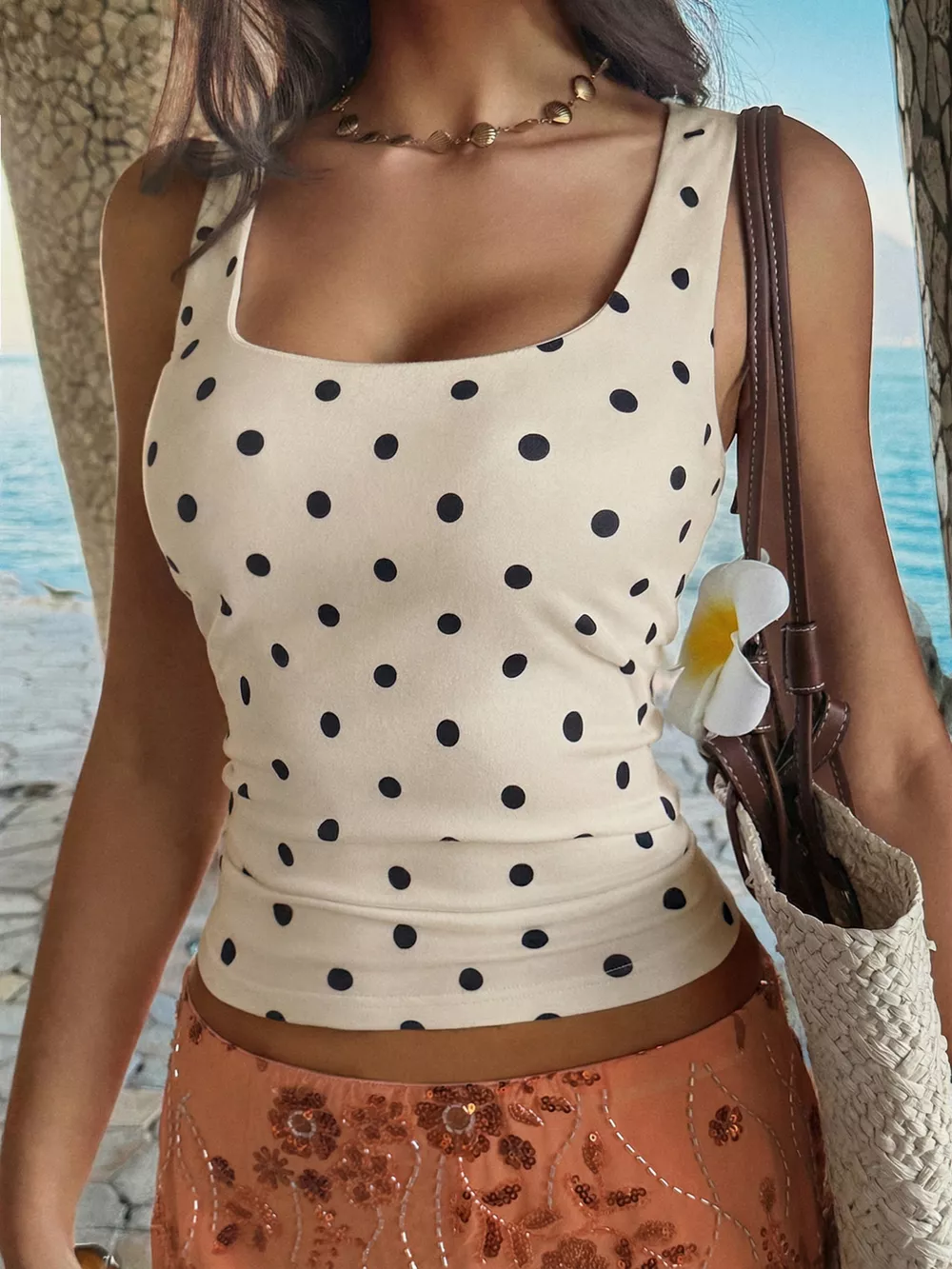 Polka Dot Scoop Neck Tank, image 3