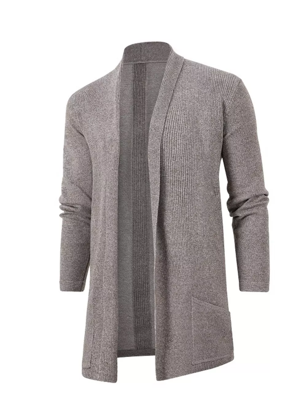 Men's Plus Size Heathered Open Front Longline Knit Cardigan with Pockets, image 8