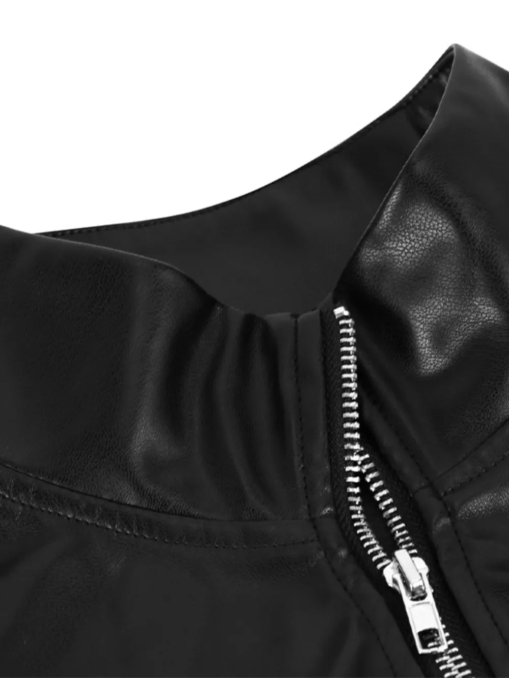 Zip Up Long Sleeve Leather Jacket, image 10