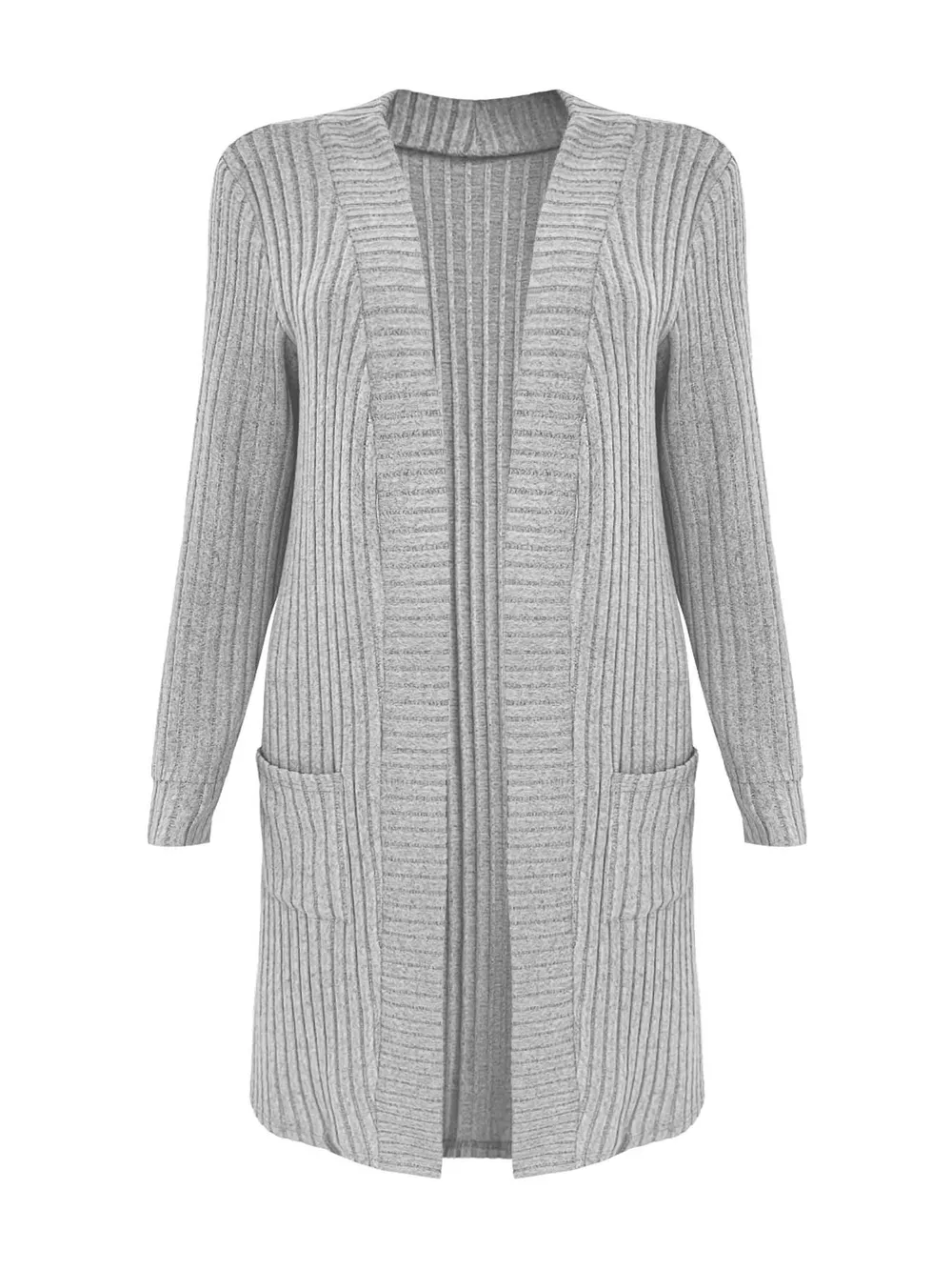 Ribbed Knit Open Front Cardigan, image 13
