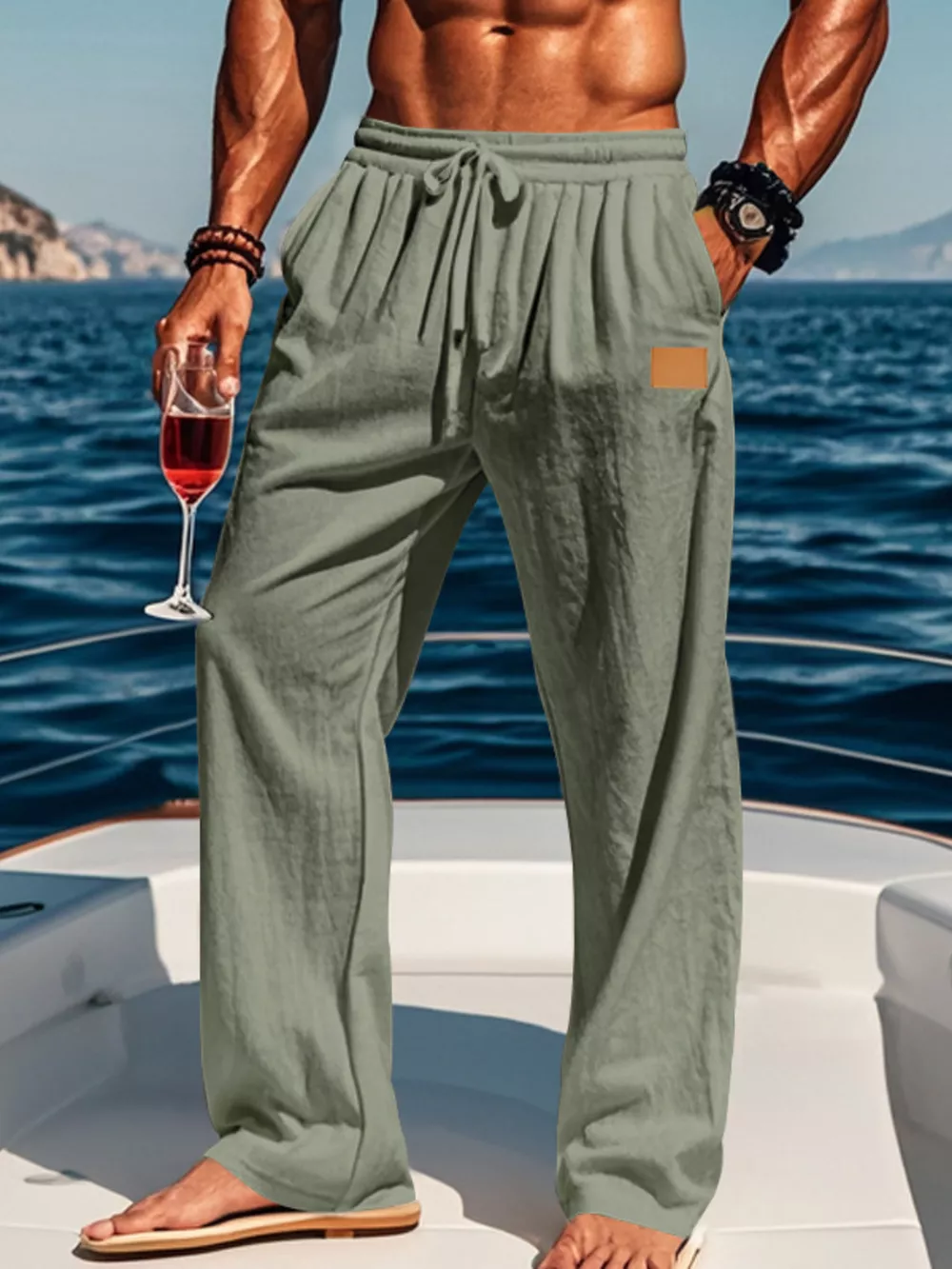 Men's Full Size Drawstring Wide Leg Pants Plus Size, image 7