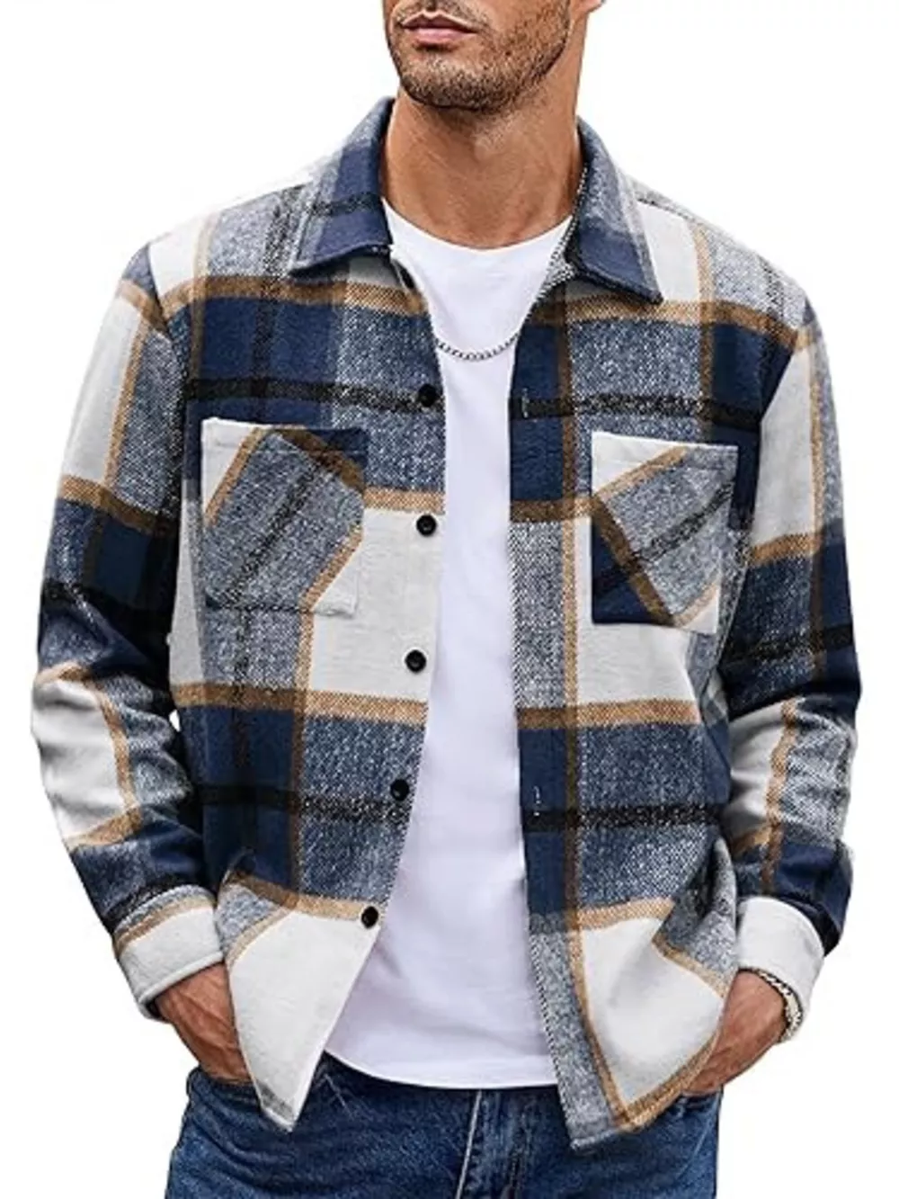 Men's Full Size Casual Plaid Button Up Shirt Plus Size, image 8