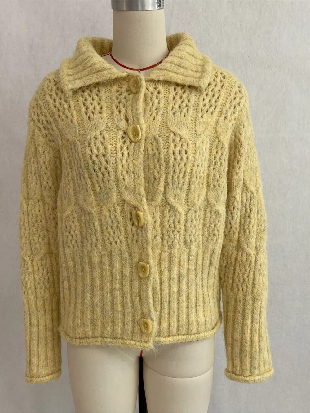 Cable-Knit Button Up Cardigan, image 12
