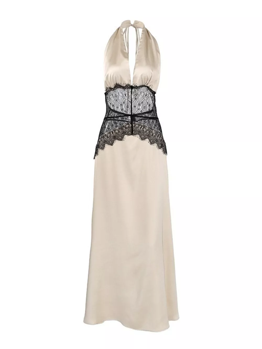 Halter Neck Lace Waist Maxi Dress, image 16
