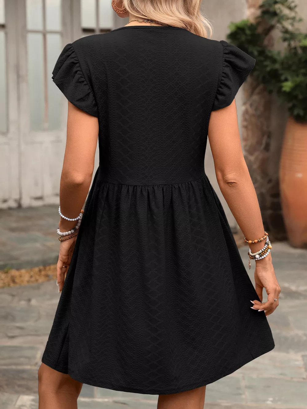 Ruffle Sleeve V-Neck A-Line Dress, image 25