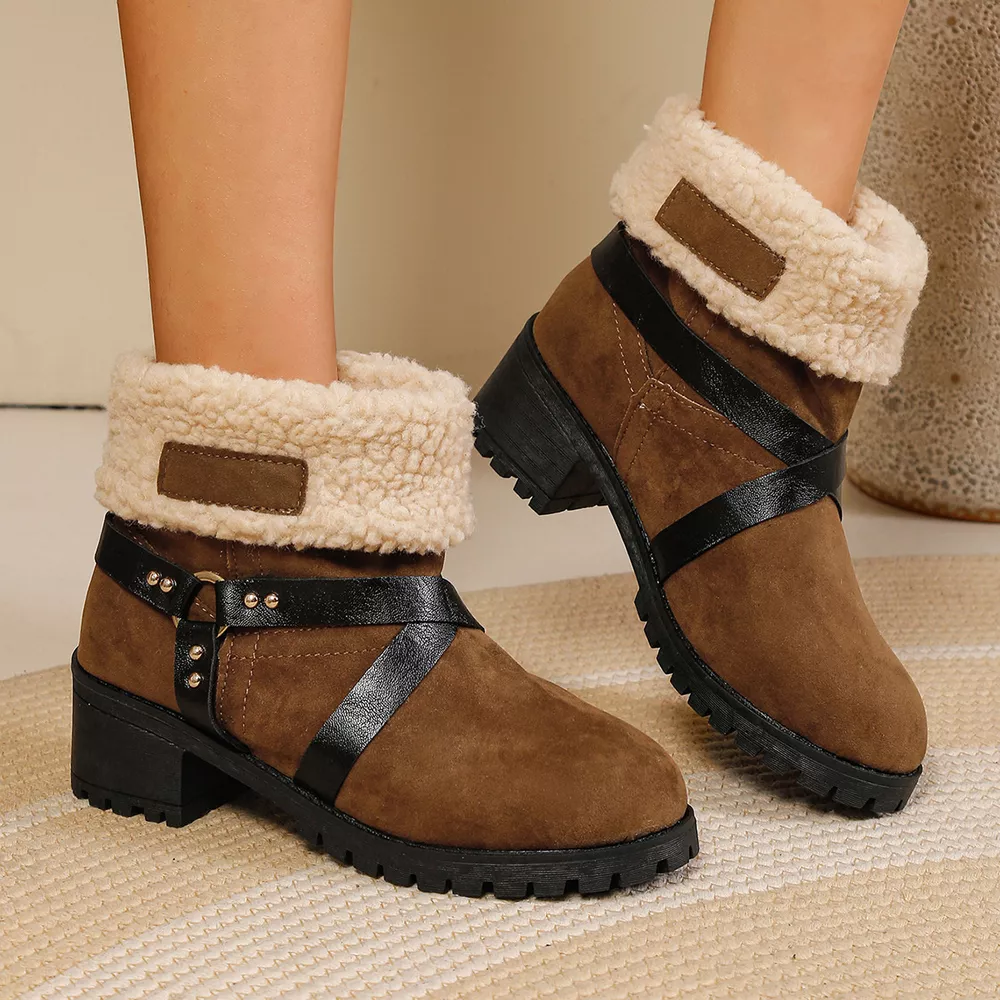 Round Toe Block Heels Boots
