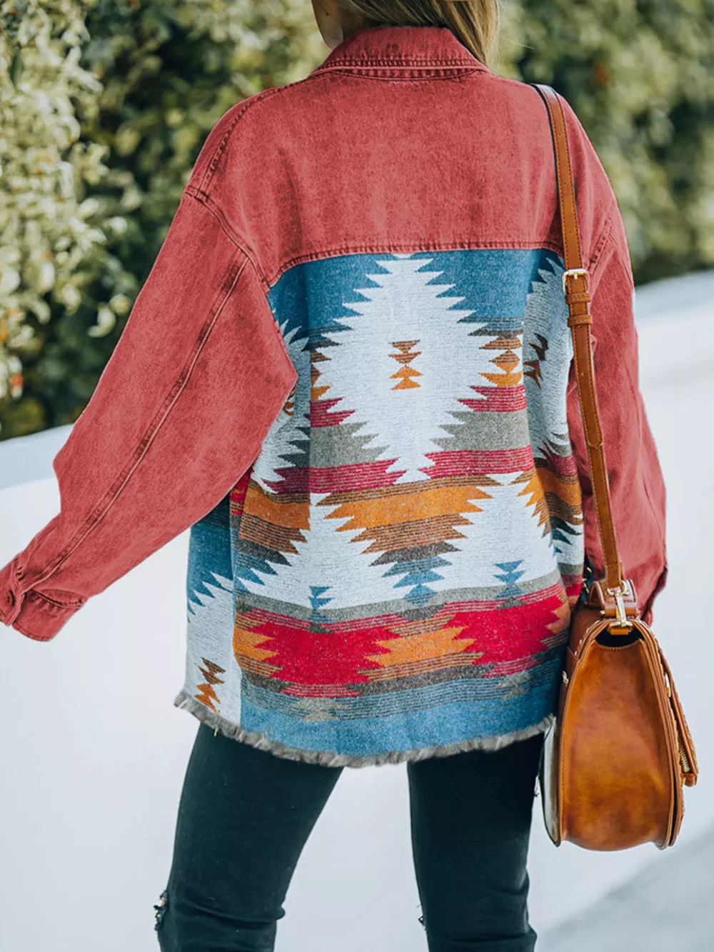 Aztec Print Button Up Jacket, image 3
