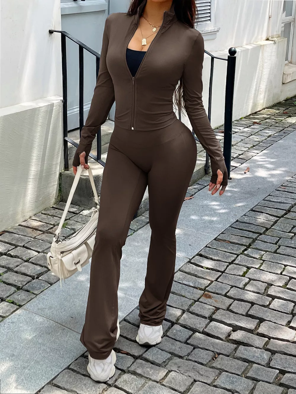 Zip Up Long Sleeve Outerwear and Pants Active Set, image 4