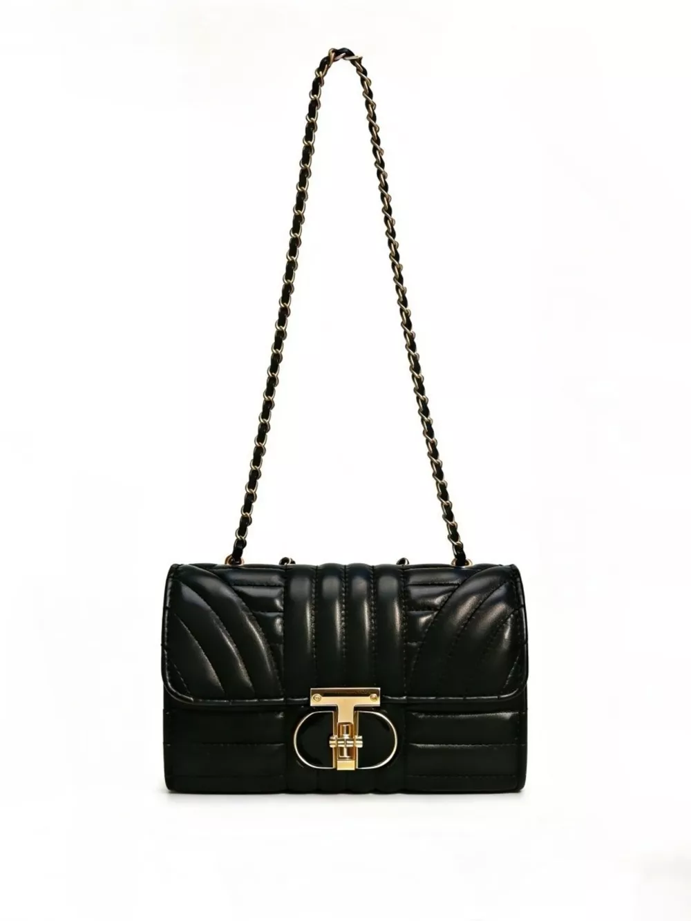 Quilted Chain Shoulder Bag with Metallic Lock, image 6