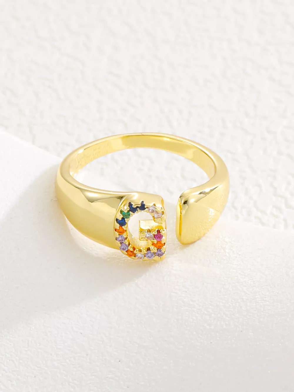 18K Gold-Plated Zircon Letter Ring, image 10